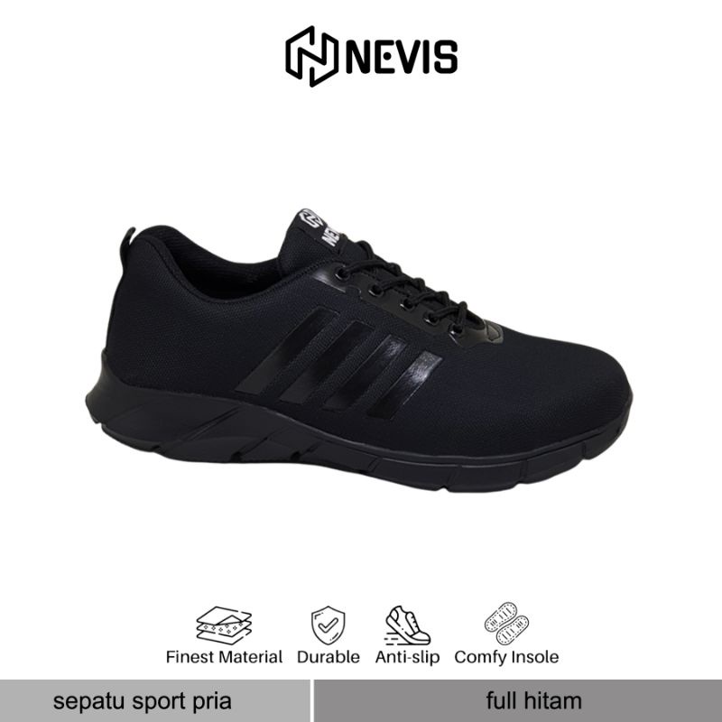 Sepatu Sekolah Pria Nevis NVS 63 Original Sneakers Casual Pria Kerja Kuliah Hitam