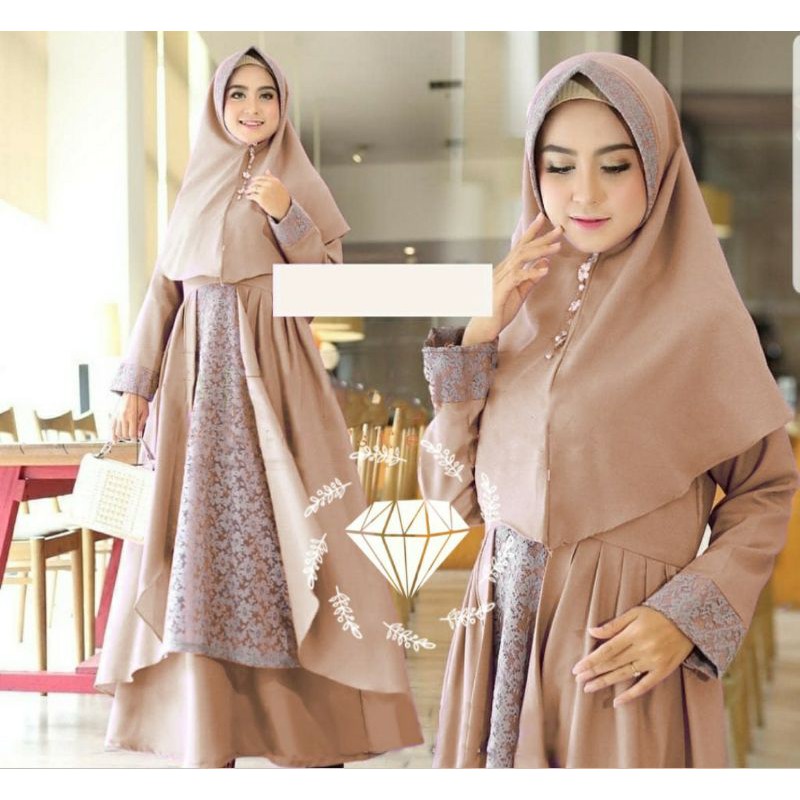 Baju Gamis Wanita Terbaru 2022 Gamis Brukat Mewah Kekinian Model Baju Pesta Kondangan Busui + Bergo