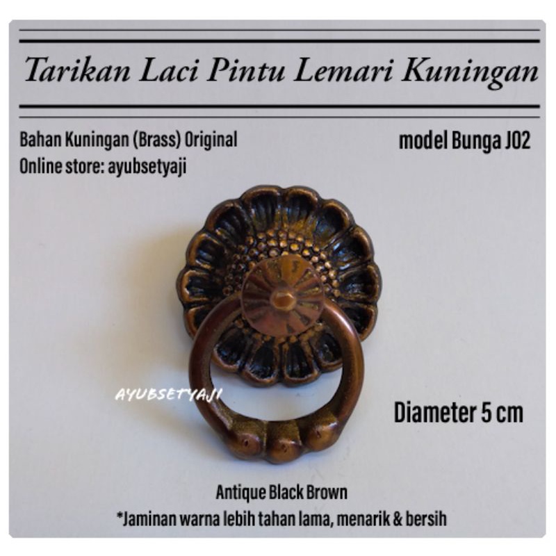 Jual Tarikan Laci Bunga J Kuningan Handle Pintu Lemari Knob Laci Meja