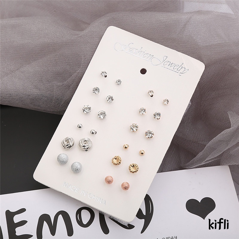 1 Set/mode Anting Set,Wanita Sederhana Paduan Berlian Imitasi Bola Anting-Anting,Wanita Aksesoris,Perhiasan Hadiah