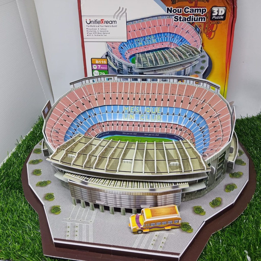 DIECAST STADION MINIATUR STADION SEPAK BOLA NOU CAMP STADIUM MINIATUR LAPANGAN