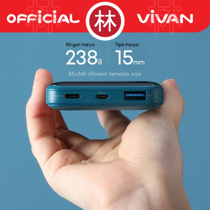 Vivan VPB-X10 10000mAh 20W Two-Way Quick Charge LED Powerbank PD QC3.0
