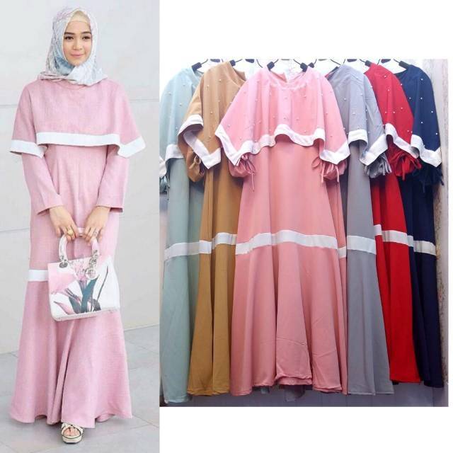 Sinar Cape Maxy, GAMIS WANITA MUSLIM CANTIK BAHAN CREPE IMPORT MIX MUTIARA LD 106 TERMURAH