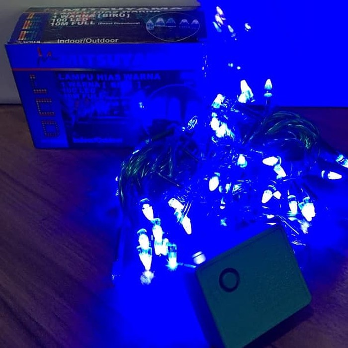 Lampu TUMBLR Hias Natal Kelap Kelip Warna Biru MS362H Blue 100LED 10M