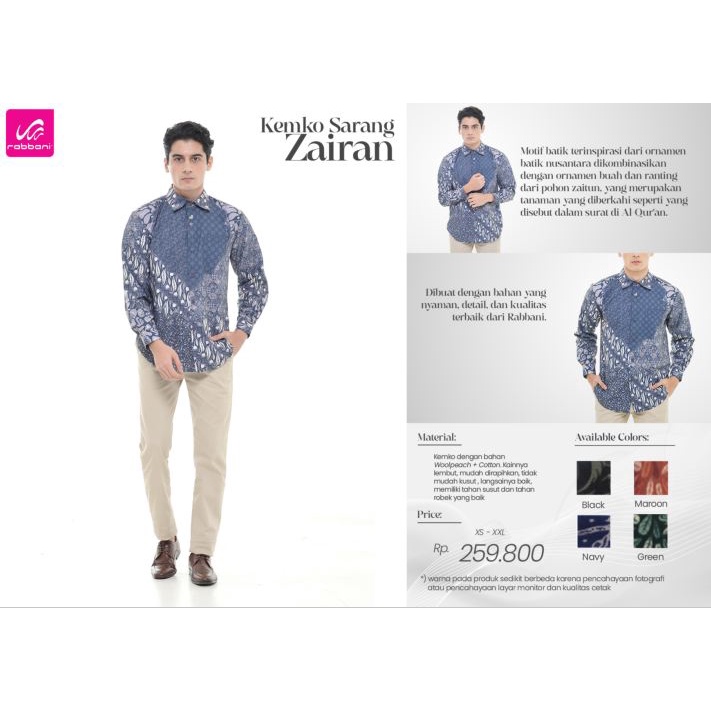Kemko Sarang Zairan Mst - Kemeja koko sarang zairan lengan manset rabbani original baju koko batik r
