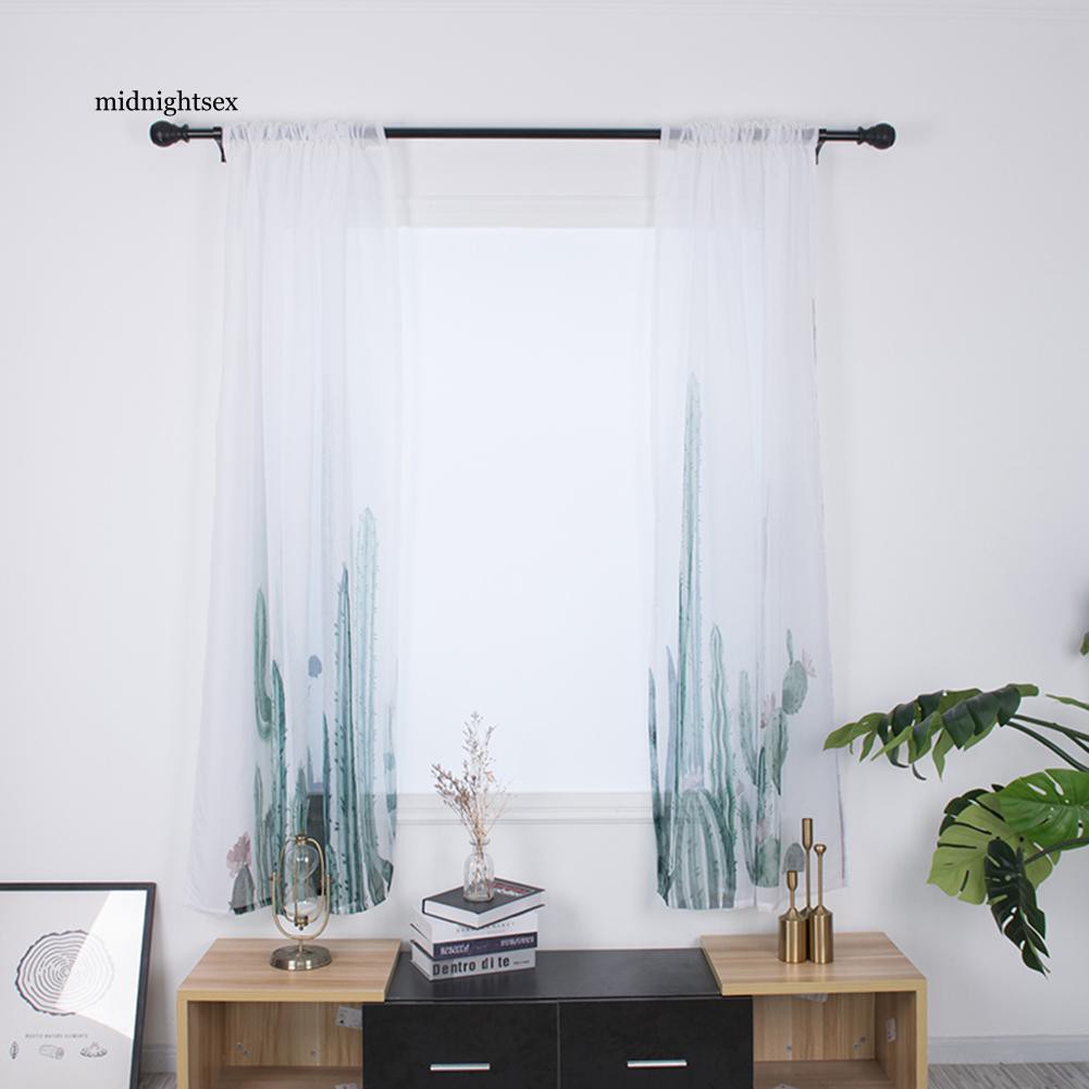 Miksi130x200cm Tirai Jendela Motif Kaktus untuk Ruang Tamu / Balkon