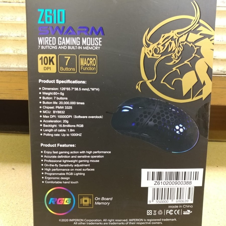 MOUSE GAMING IMPERION MACRO FUNCTION Z610 SWARM / WIRED Z-610