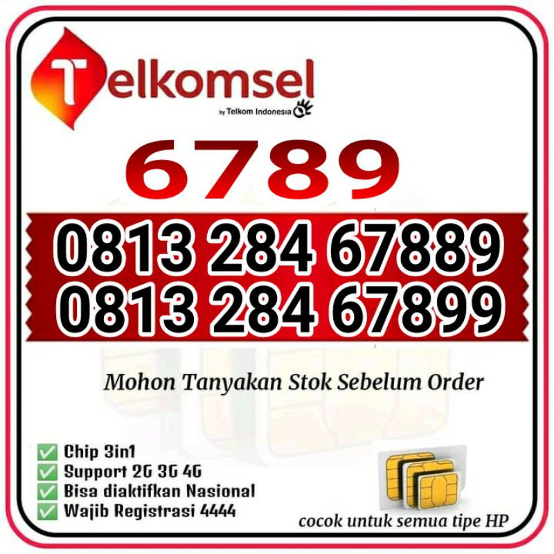 KARTU PERDANA 4G LTE NOMOR CANTIK SIMPATI 6789 SERIES