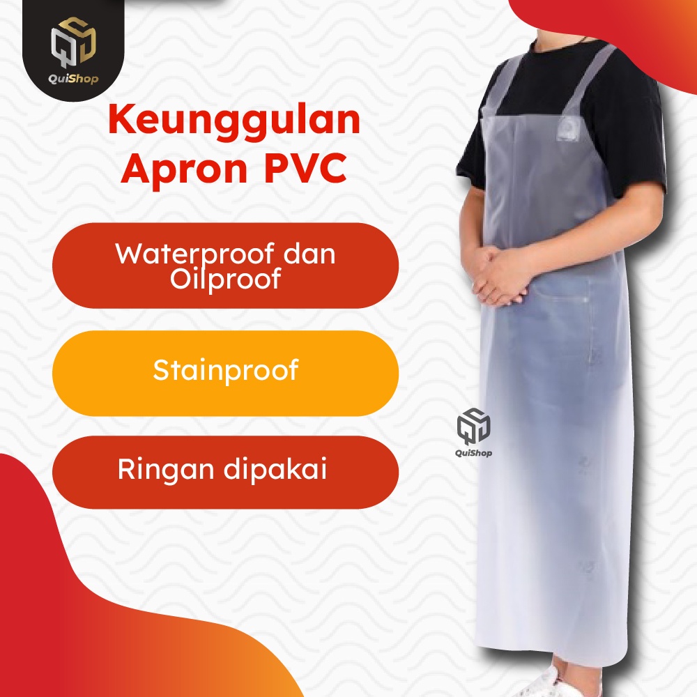 Apron PVC Waterproof Oil Proof Panjang Anti Air Celemek Karet Pelindung Badan Perlengkapan Dapur Termurah