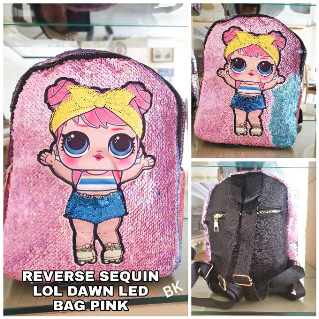 TAS SEQUIN LAMPU LED MOTIF UNICORN LOL / RANSEL LOL ANAK / TAS SEQUIN BERUBAH WARNA LOL UNICORN