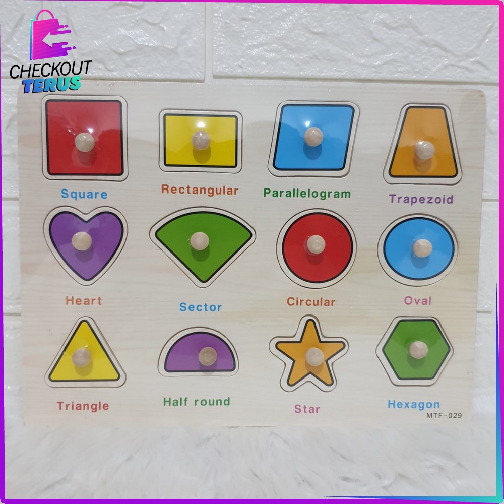 CT M67 M68 Mainan Edukasi Anak Puzzle Kayu Knob Motif Bergambar Mainan Balok Kayu Susun Background Lucu Wooden Toys