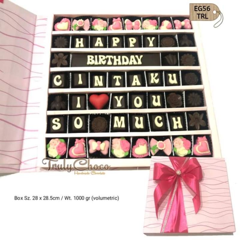 

hadiah kado ulang tahun / anniversary / tunangan coklat trulychoco EG56
