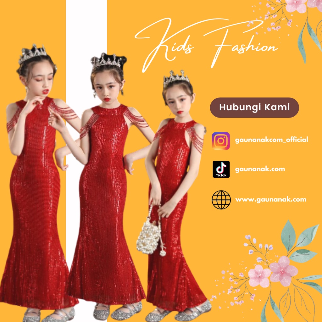 Gaun anak - Gaun Elegan Gaun Pesta Ulang Tahun Remaja mermaid Anak-anak