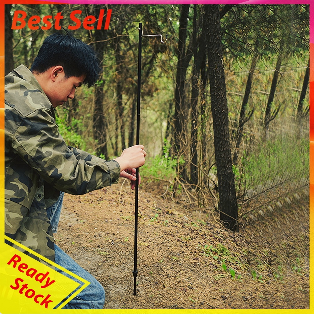 Double-Hook Camping Lamp Pole Portable Ground Desktop Fixing Lantern Holder