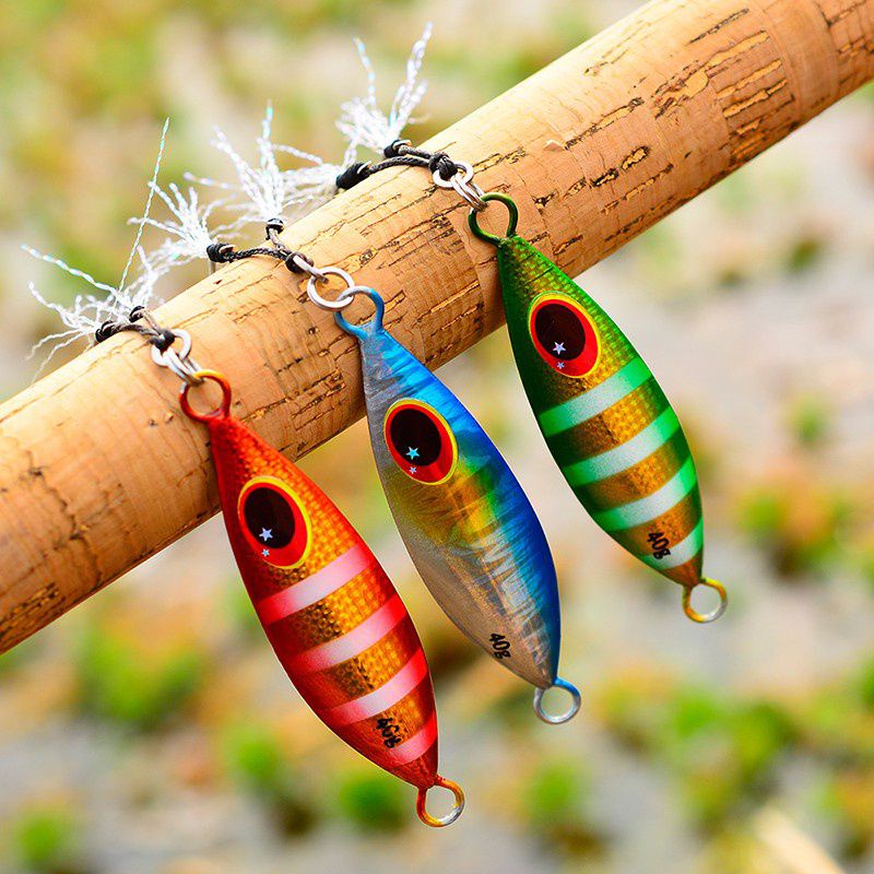 1Pcs 10-60g Metal Slow Jig 10Colors Heavy Sinking Minnow 3D Eyes Laser Fishing Bait 5-8.5cm
