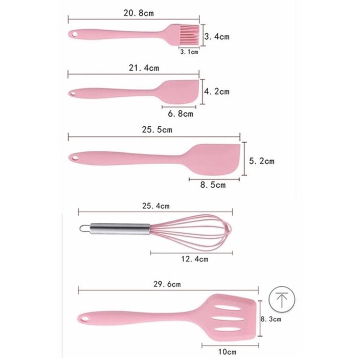 【GOGOMART】Silicone Alat Masak Spatula Sutil / Kitchen Tool Set 5 Pcs Silikon / Utensil Silicone Set