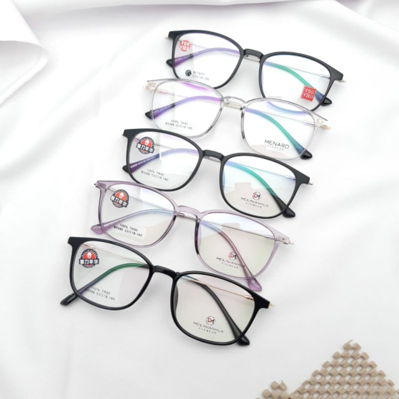 Frame kacamata Bahan Elastis TR80 5586 Paket Lensa Photocromic dan Antiradisi hp,Komputer