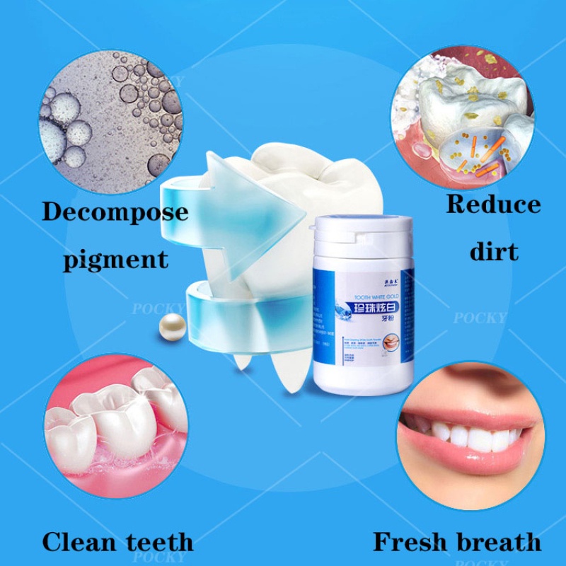 Bedak Pemutih Pembersih Gigi kuning Teeth whitening Pemutih gigi dan penghilang karang gigi 50g  Mencegah Kerusakan Gigi Menghilangkan Karang Gigi