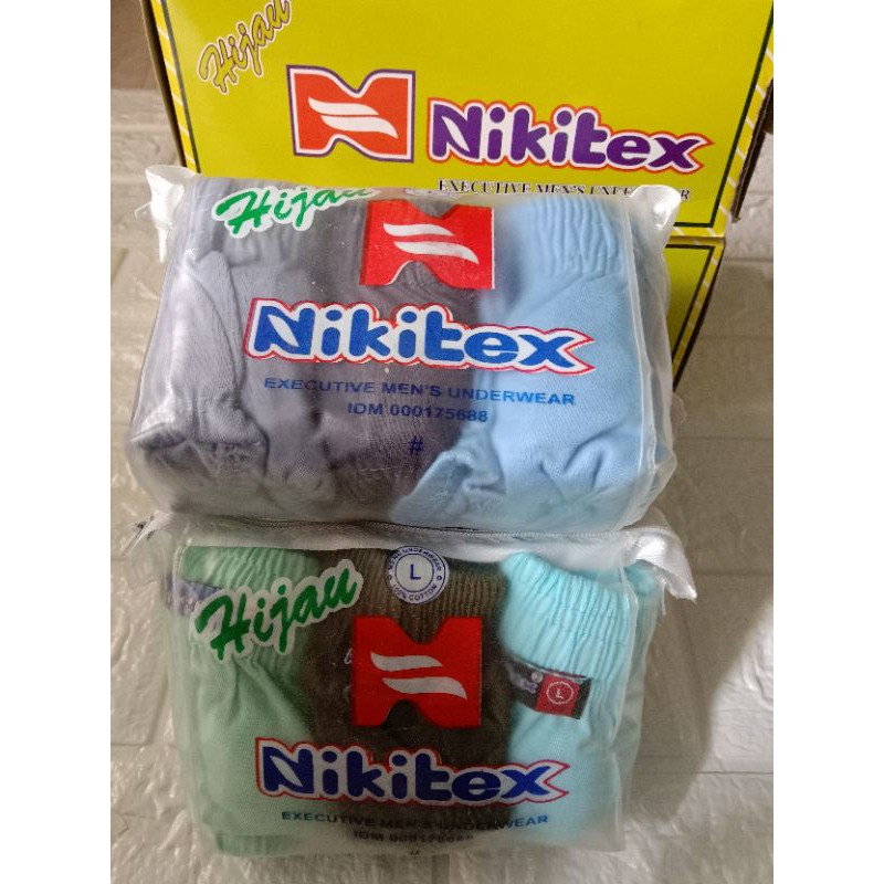 Celana dalam pria Nikitex Hijau isi 3 CD Laki M L XL