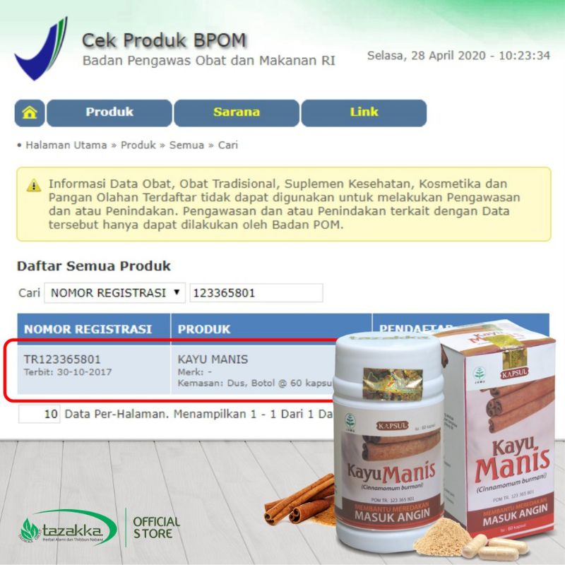 Herbal Kayu Manis - Kapsul Ekstrak Kayu Manis 60kapsul BPOM - Membantu Meredakan Masuk Angin