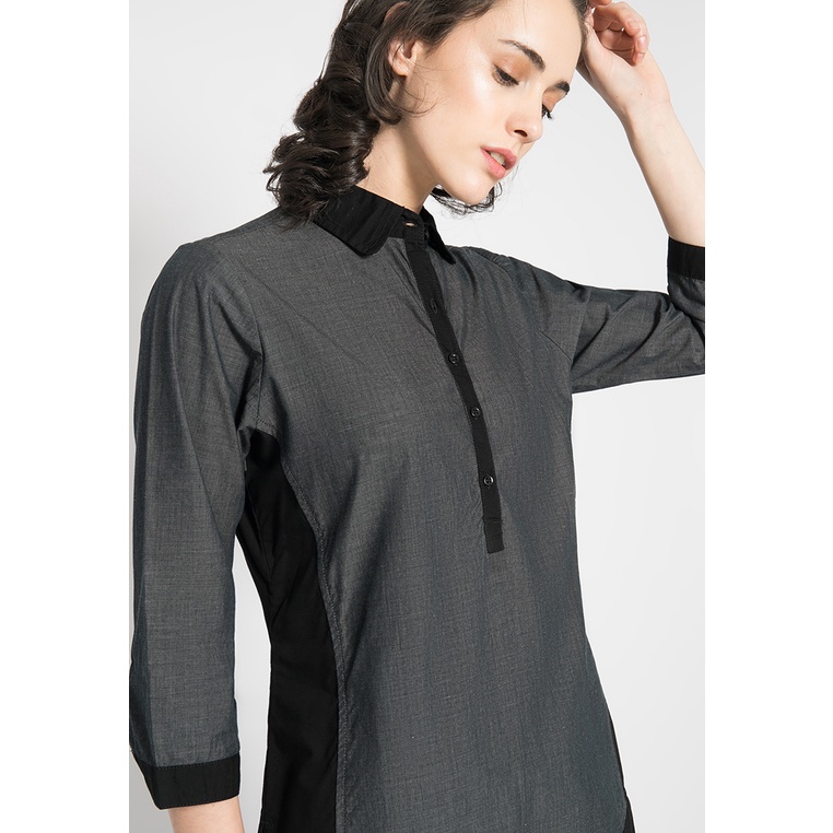 LGS - Kemeja Wanita - Lengan Panjang - Motif Polos - Warna Kombinasi Hitam - LSH.383.O1431L.629.CLS-1