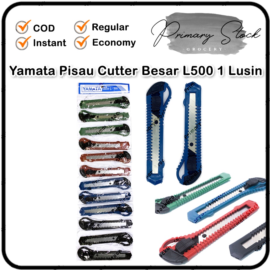 

Cutter Besar Murah L 500 Kater Pisau Cuter Yamata Warna Warni 1 Lusin 12 Pcs