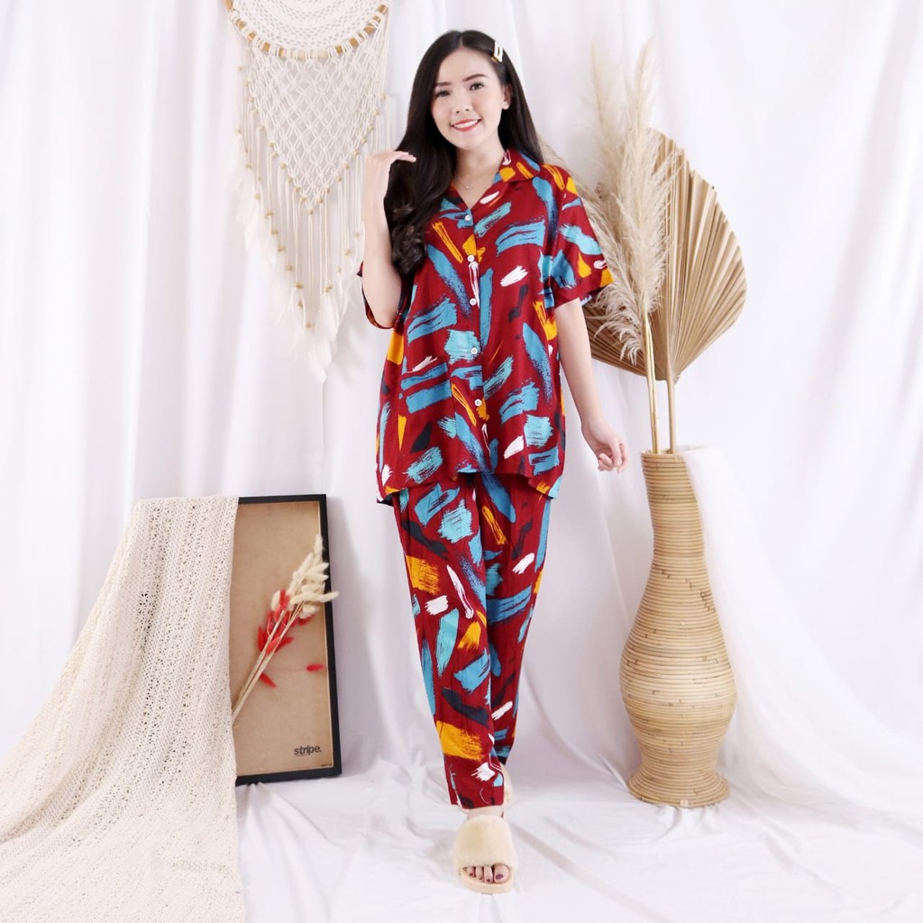 JOSJOLI_STORE/Piyama PP CP HP Unay/Piyama Tie Dye Kekinian Wanita Dewasa XXL LD 120CM