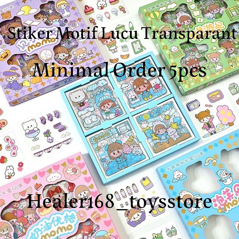

(Minimal 5lembar)Stiker Motif Lucu Transparant/Stiker Happy Day/Stiker Plastik Anti Air/Stiker Diary,Hp & Botol