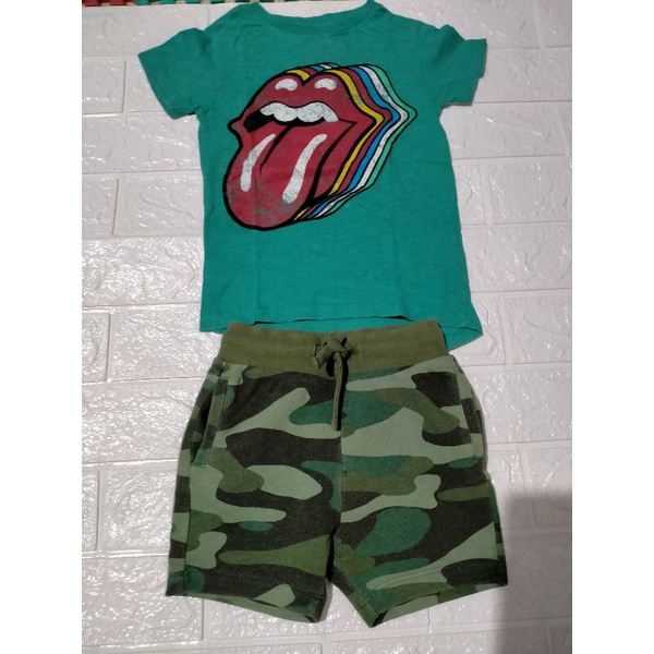 Preloved Set Next Baby 2in1 Preloved Kaos Rolling Stone Next Baby Preloved Celana Pendek Army Next B
