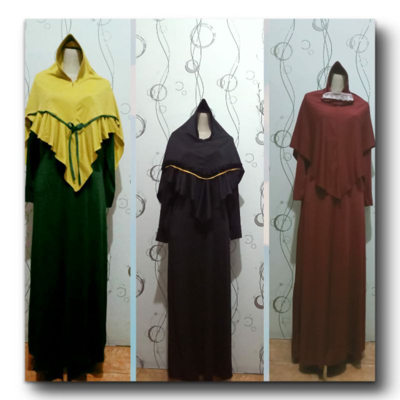 Jumbo Gamis set Jilbab Jersey Ld 110-120 Pb 138