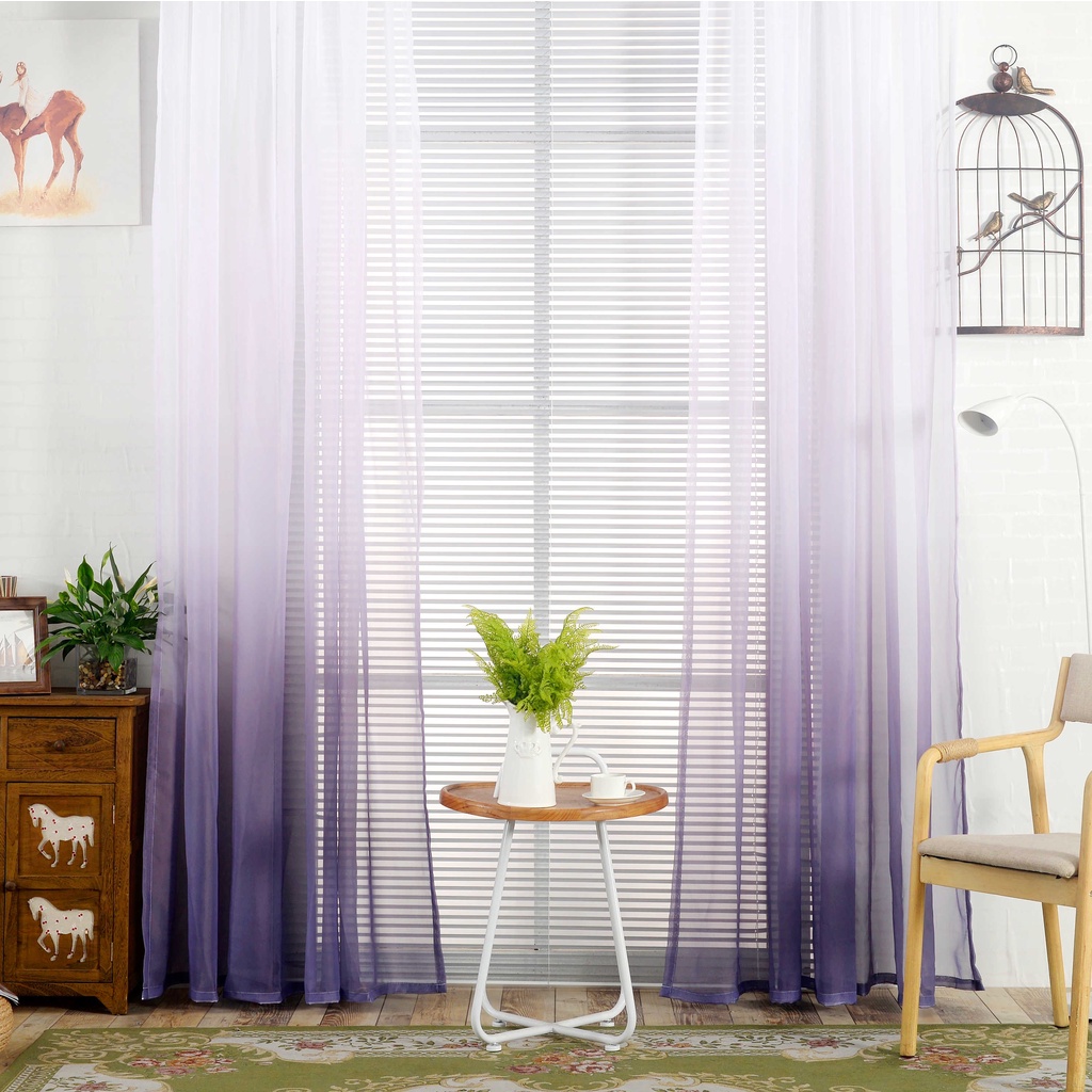 DODORY Tirai Gradient Motif Polos Gradasi Gorden Pintu Jendela Gradien Kelambu Dekorasi Rumah Colorful Curtain