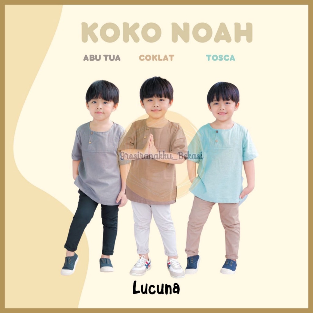 Koko Anak Noah Lucuna Linen Size 1-5Tahun