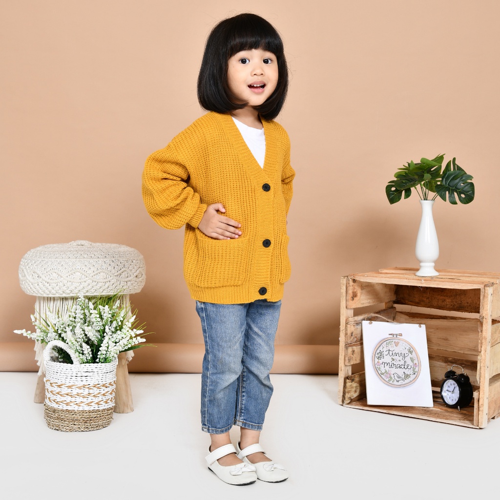 Cardigan Rajut LOCY Anak Kekinian/Rajut Cardigan anak perempuan/Deandra Bahan Rajut Halus dan Tebal