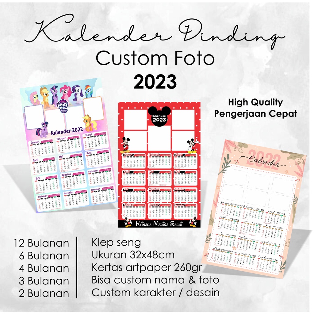 

KALENDER DINDING CUSTOM FOTO 2023 / KALENDER SEKOLAH / PERUSAHAAN / KELUARGA