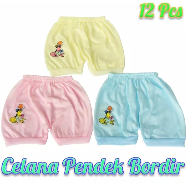 1 Lusin Celana Pendek bayi Bordir unisex Halus Murah