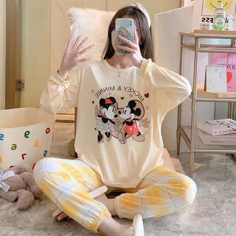 GP1014 SETELAN CELANA PIYAMA BAJU TIDUR JOGER JOGGER WANITA DEWASA PP SPANDEK IMPORT LENGAN PANJANG 