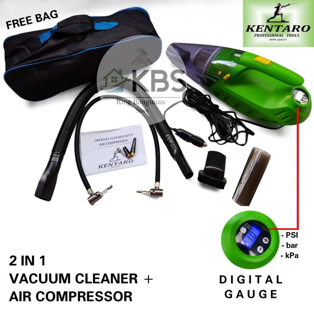 Vacuum Cleaner Kompresor Angin Ban 2 in 1 KENTARO Sedot Debu Mobil