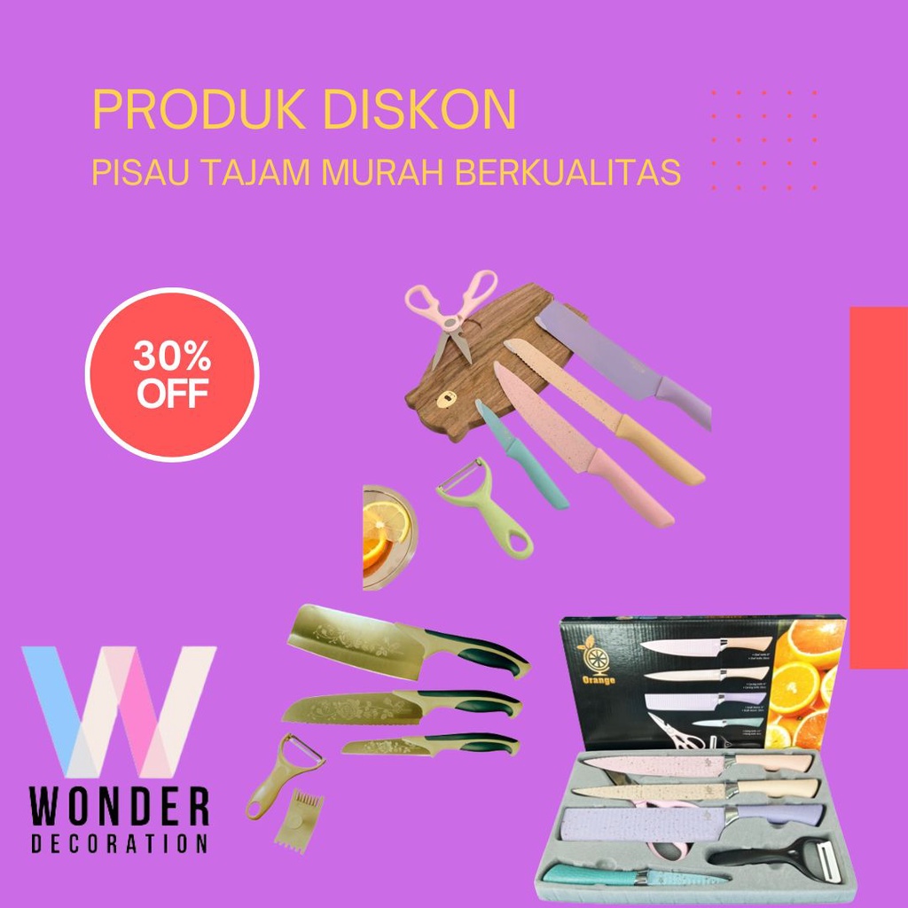 Pisau 1 Set  Pisau Sultan Pisau Dapur Set isi 6 Pcs Elegant Pisau Satu Set Viral -Wonderdekorasi