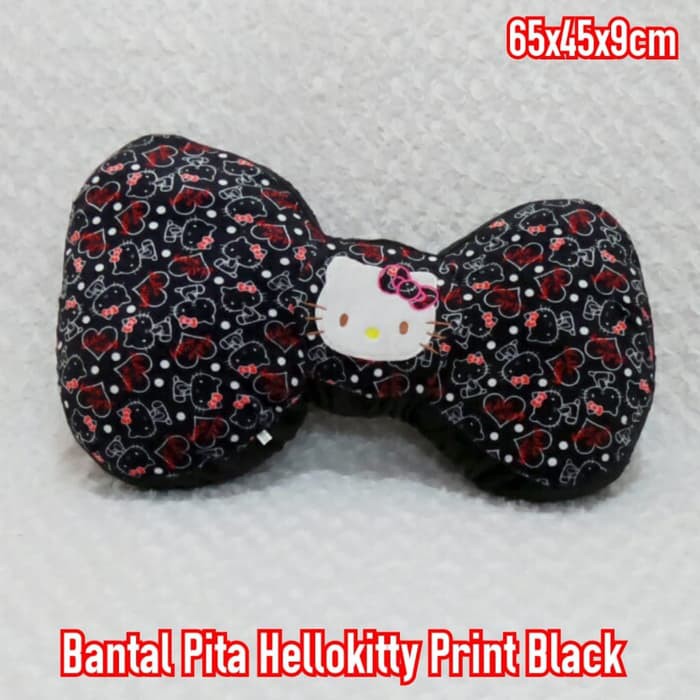 Bantal tidur sofa kursi punggung pinggang mobil boneka hello kitty hk hitam i