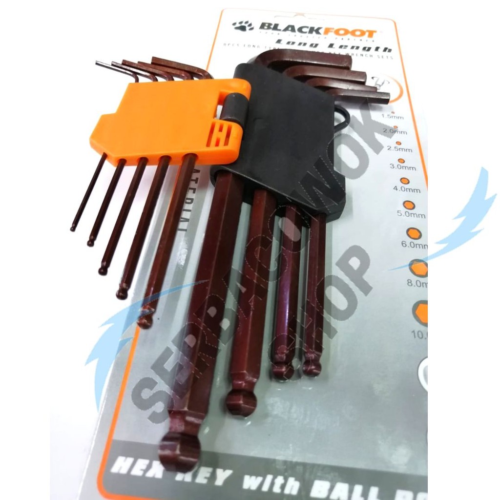 Blackfoot Kunci L Ballpoint Long 9 Pcs Hex Key Wrench Set Material S2 Termurah Berkualitas
