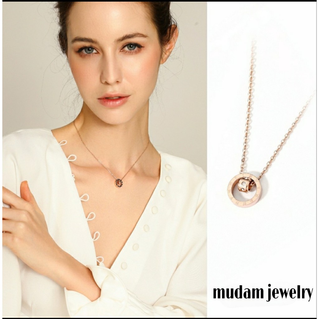 Kalung Bulgr Ring Titanium Rose Gold, Gold dan Silver