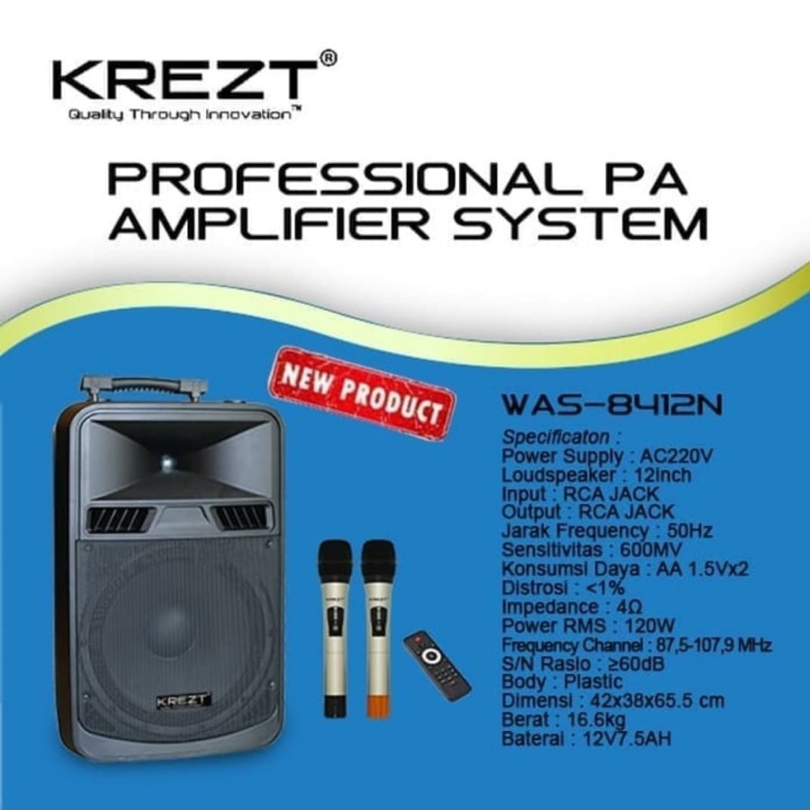 Speaker aktif portable krezt was8412n bluetooth aktiv meeting was 8412