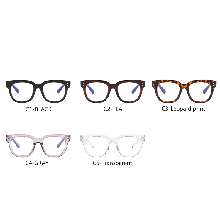 Fashionable Metal Hinge Anti-Blu-ray Rice Nail Retro Square Men's and Women's Glasses