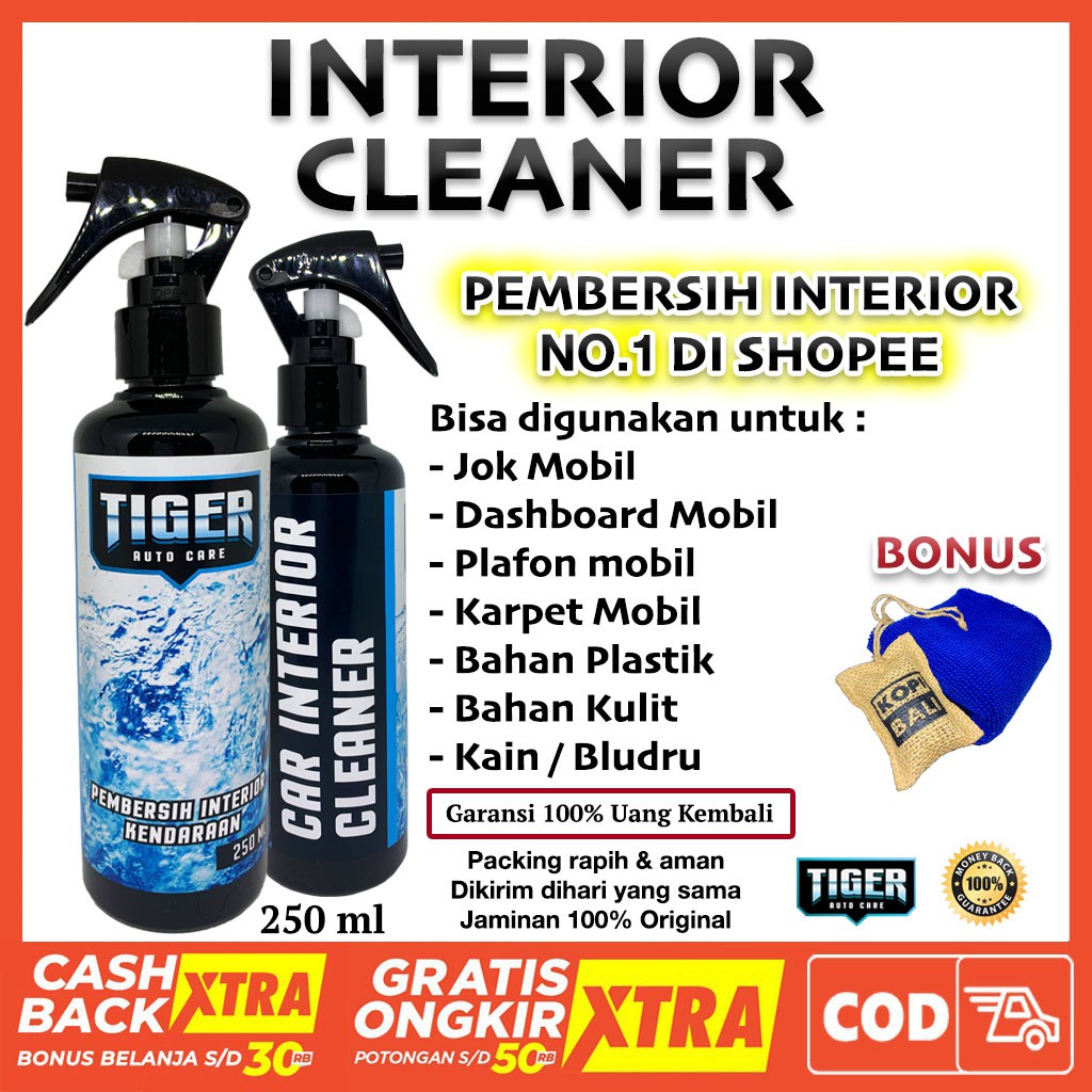 PEMBERSIH INTERIOR MOBIL PLAFON CLEANER DASHBOARD DALAM KARPET JOK KULIT PLASTIK BLUDRU KAIN SETIR DINDING PINTU BODY KILAP PENGKILAP PENGHILANG NODA BEKAS MAKANAN CORETAN JAMUR KERAK PIJAKAN KOPLING REM GAS