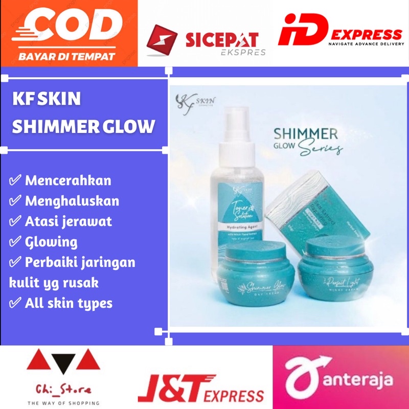 Kf skin shimmer glow series tosca pemutih wajah skincare perawatan glowing pria night day cream tone