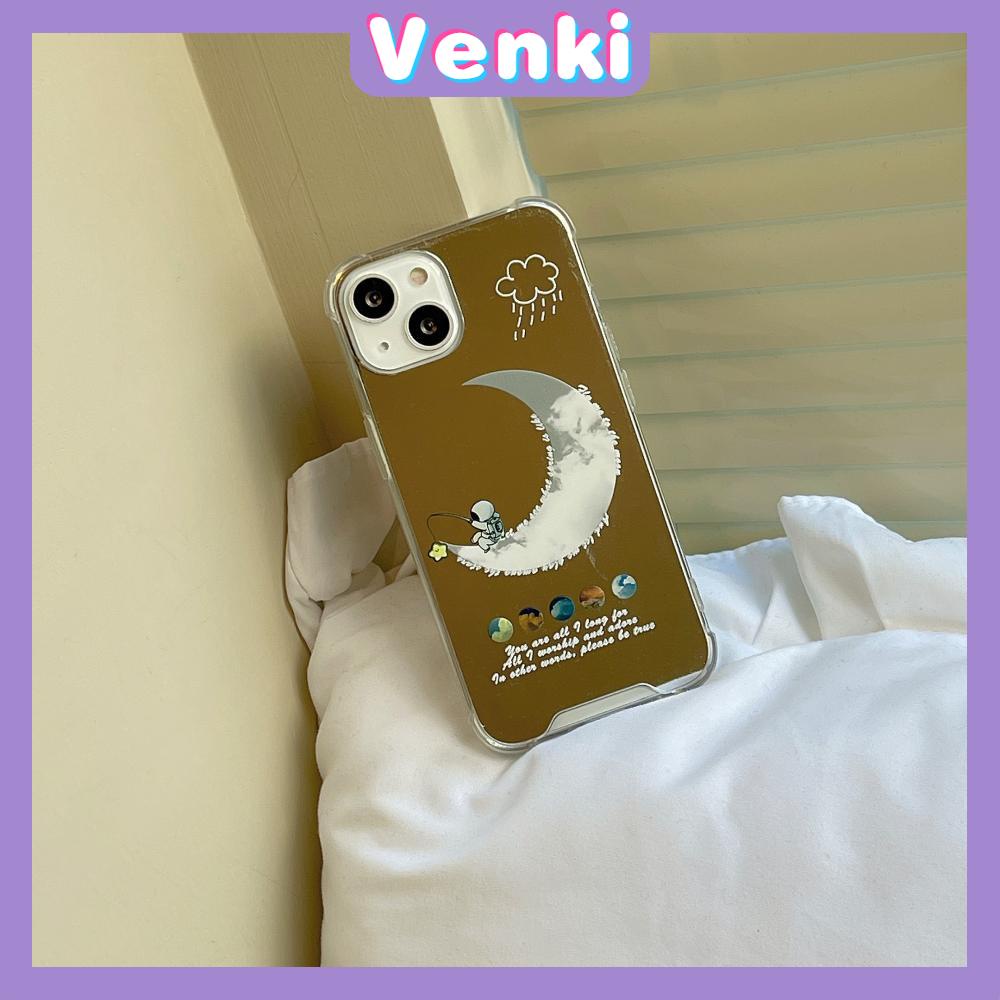 iPhone Case Acrylic HD Mirror Laser Airbag Shockproof Protection Camera Cute Moon Cloud Astronaut Compatible For iPhone 11 iPhone 13 Pro Max iPhone 12 Pro Max iPhone7Plus iPhone xr