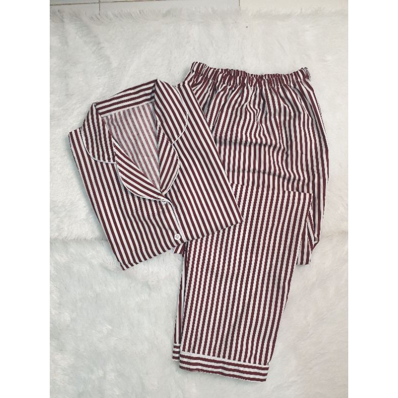 Baju Tidur Piyama Wanita/Cewek Pajamas Dewasa Katun Motif Kekinian Salur/Stripe/Kotak Guillen