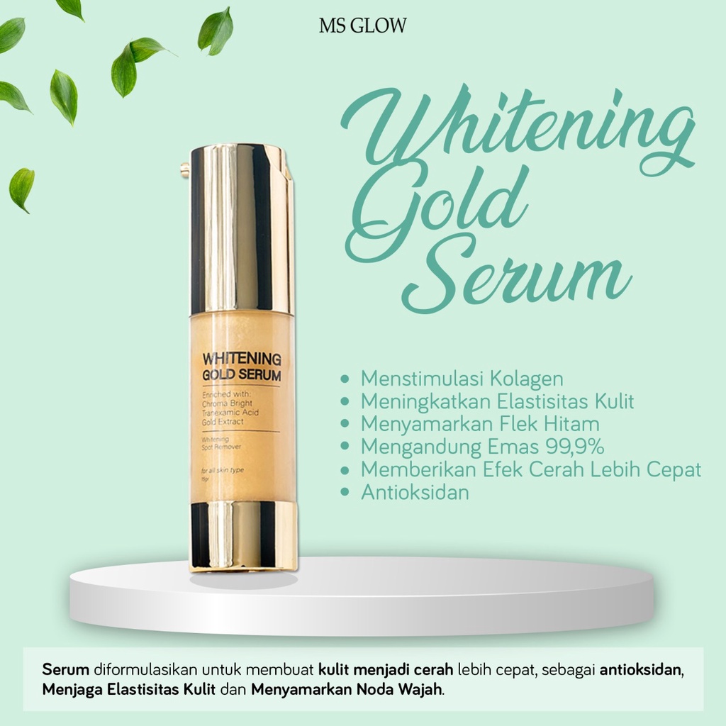 Ms Glow Whitening Gold Serum Ms Glow Original 100% Serum Antiflek Dan Noda Hitam 10X Lipat Mencerahkan Ms Glow