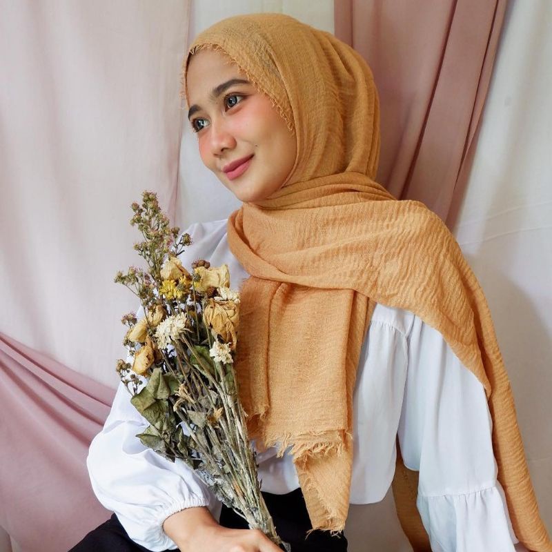 fanissahijab || PASMINA CRINKLE PREMIUM / VISCOSE CRINKLE SHAWL-CRINKLE KUNYIT