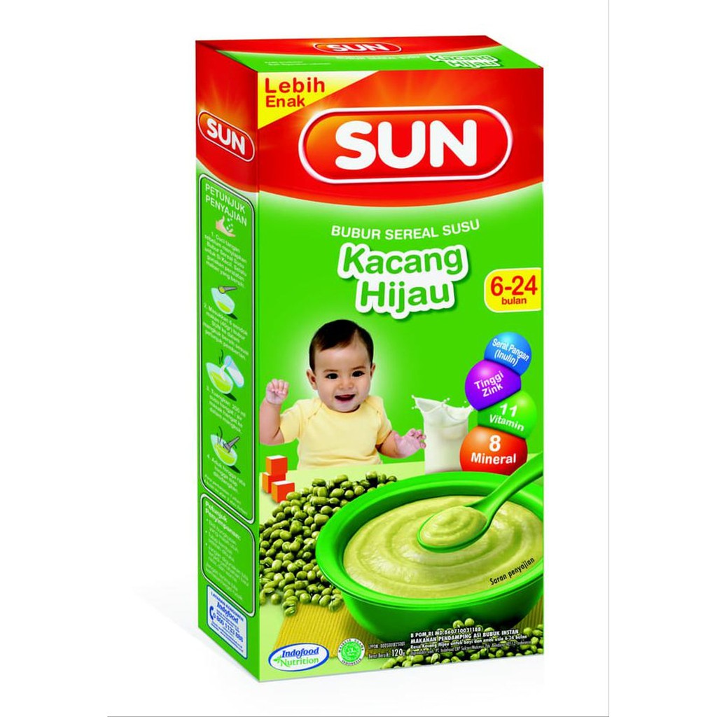 Jual Sun Bubur Sereal Susu (6bln+) Kacang Hijau 120g All Varian | Shopee  Indonesia